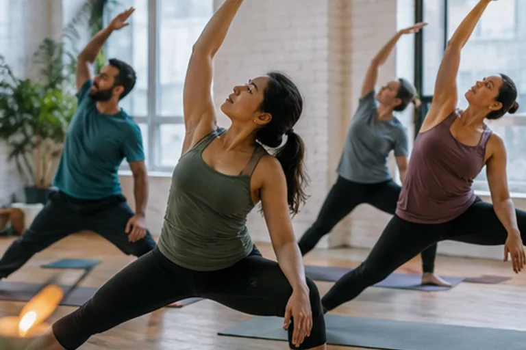 Grup yoga çalışması; temsili görsel